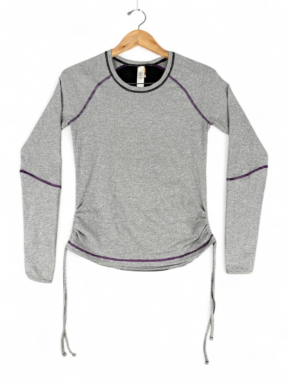 Lucy Long Sleeve Ruched Side Athletic Top S Gray